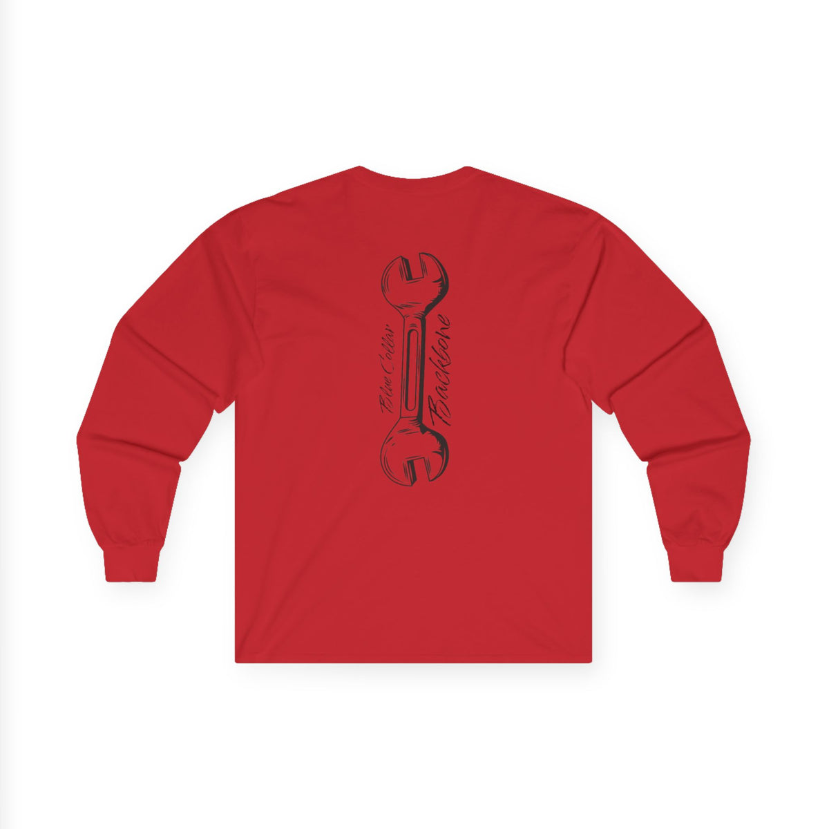 Blue Collar Backbone Long Sleeve Tee, Workwear Graphic Shirt, Men's Women's Casual Top, Comfortable Cotton Clothing, Industrial Style
