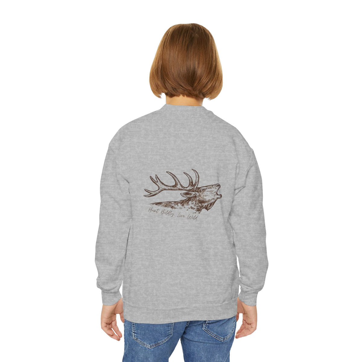 Youth Crewneck Sweatshirt - 'Live Wild' Inspirational Design, Cozy Gift, Nature Lover Apparel, Perfect for Autumn, Kid's Fashion