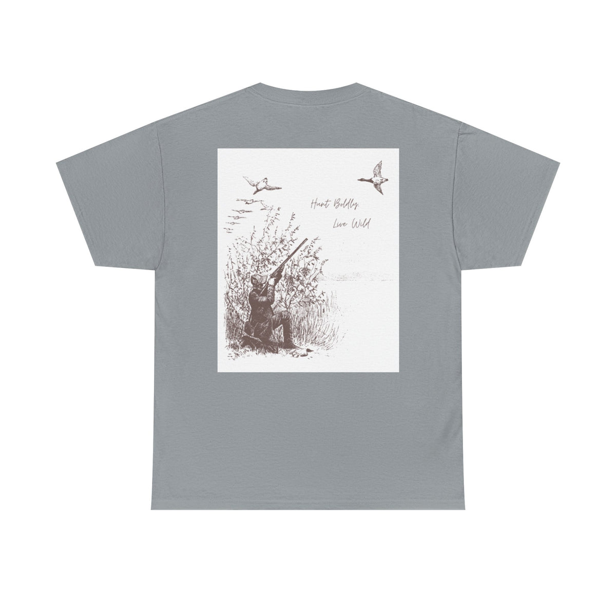 Unisex Heavy Cotton Tee - Vintage Hunting Graphic Tee, Live Wild Design