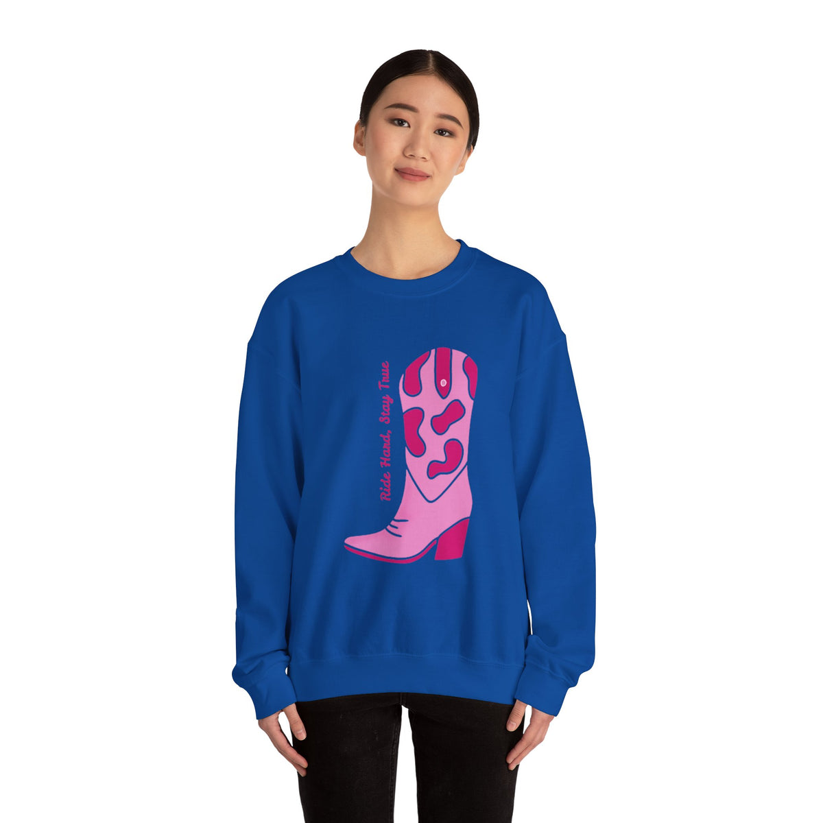 Ride Hard, Stay True pink | Unisex Heavy Blend™ Crewneck Sweatshirt