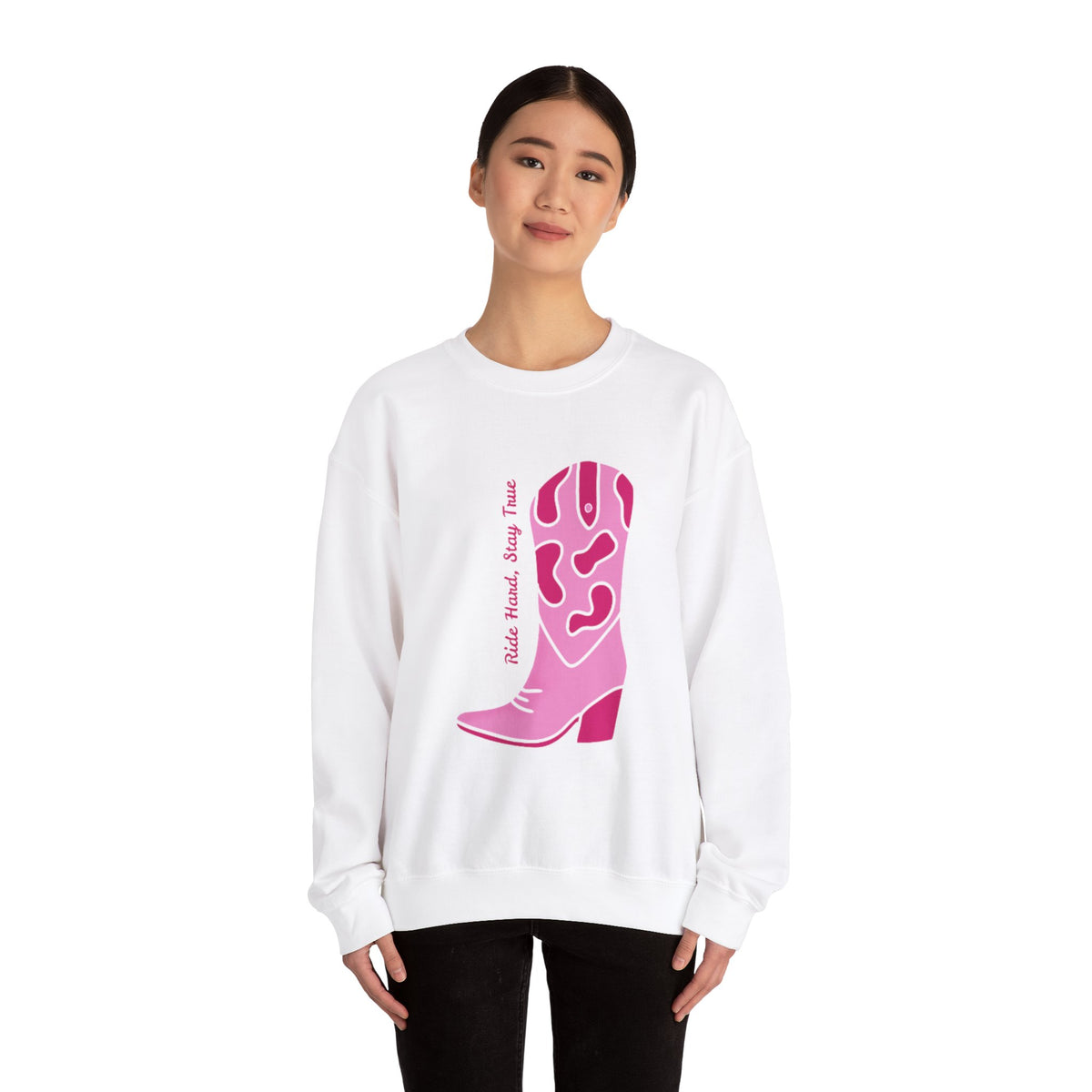 Ride Hard, Stay True pink | Unisex Heavy Blend™ Crewneck Sweatshirt