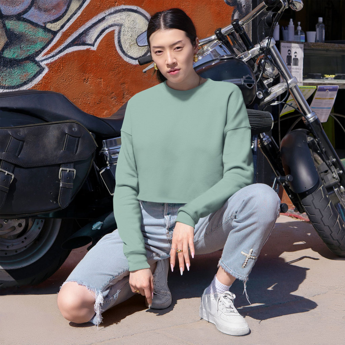 Women's Crop Sweatshirt - Hunt Crewneck Design