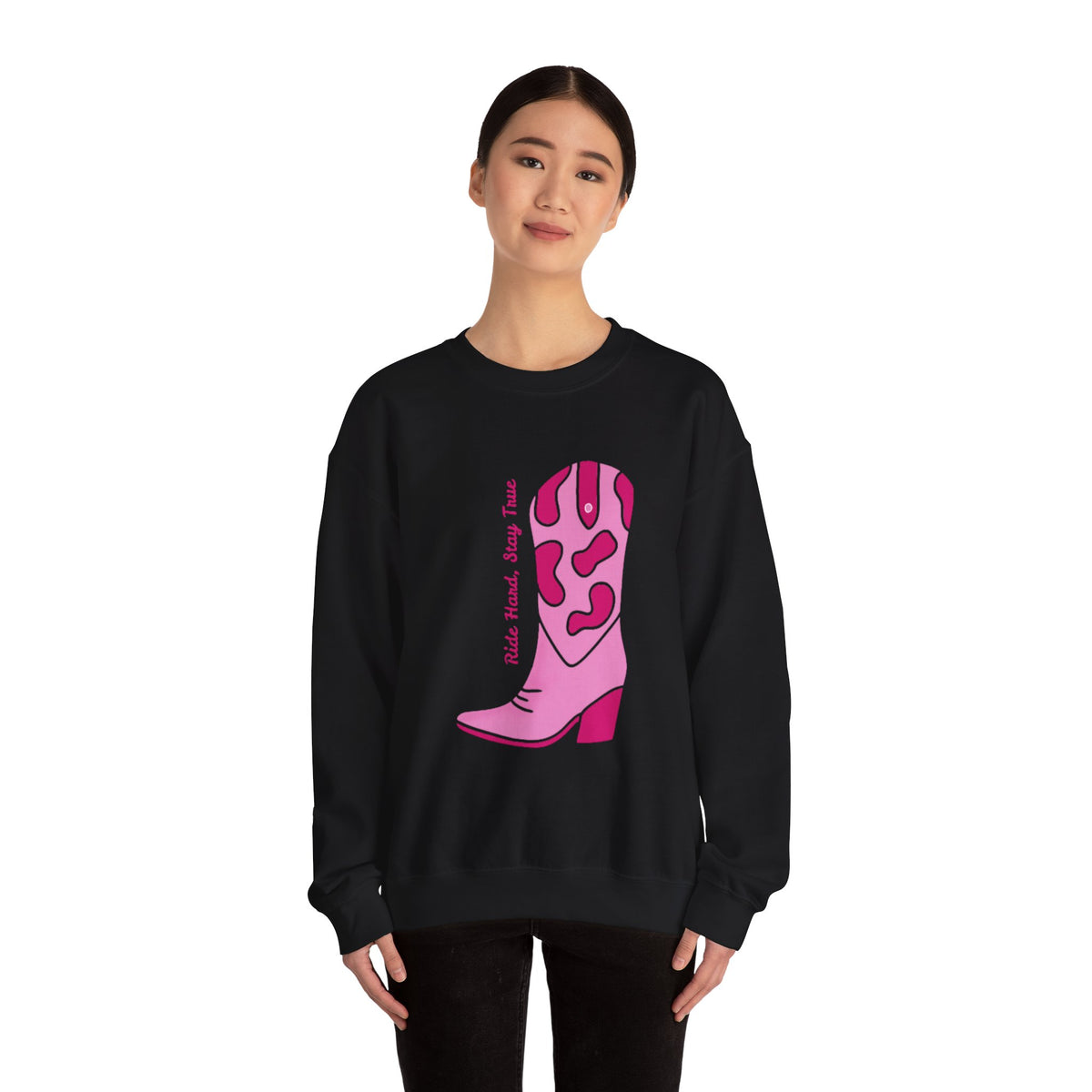 Ride Hard, Stay True pink | Unisex Heavy Blend™ Crewneck Sweatshirt