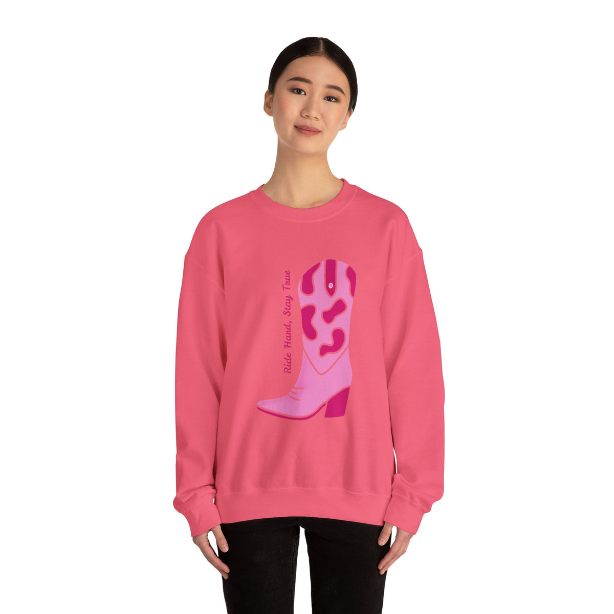 Ride Hard, Stay True pink | Unisex Heavy Blend™ Crewneck Sweatshirt