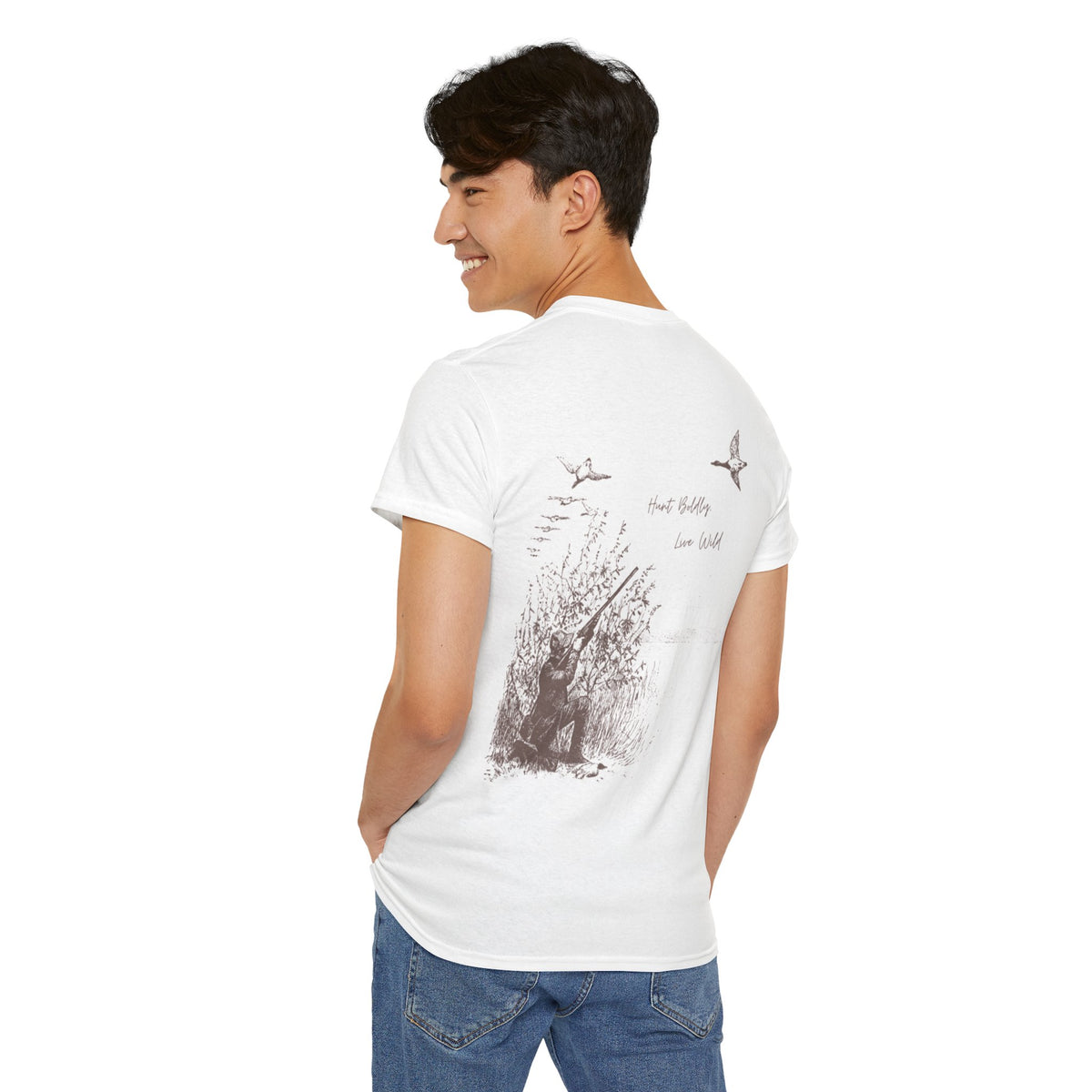 Unisex Heavy Cotton Tee - Vintage Hunting Graphic Tee, Live Wild Design