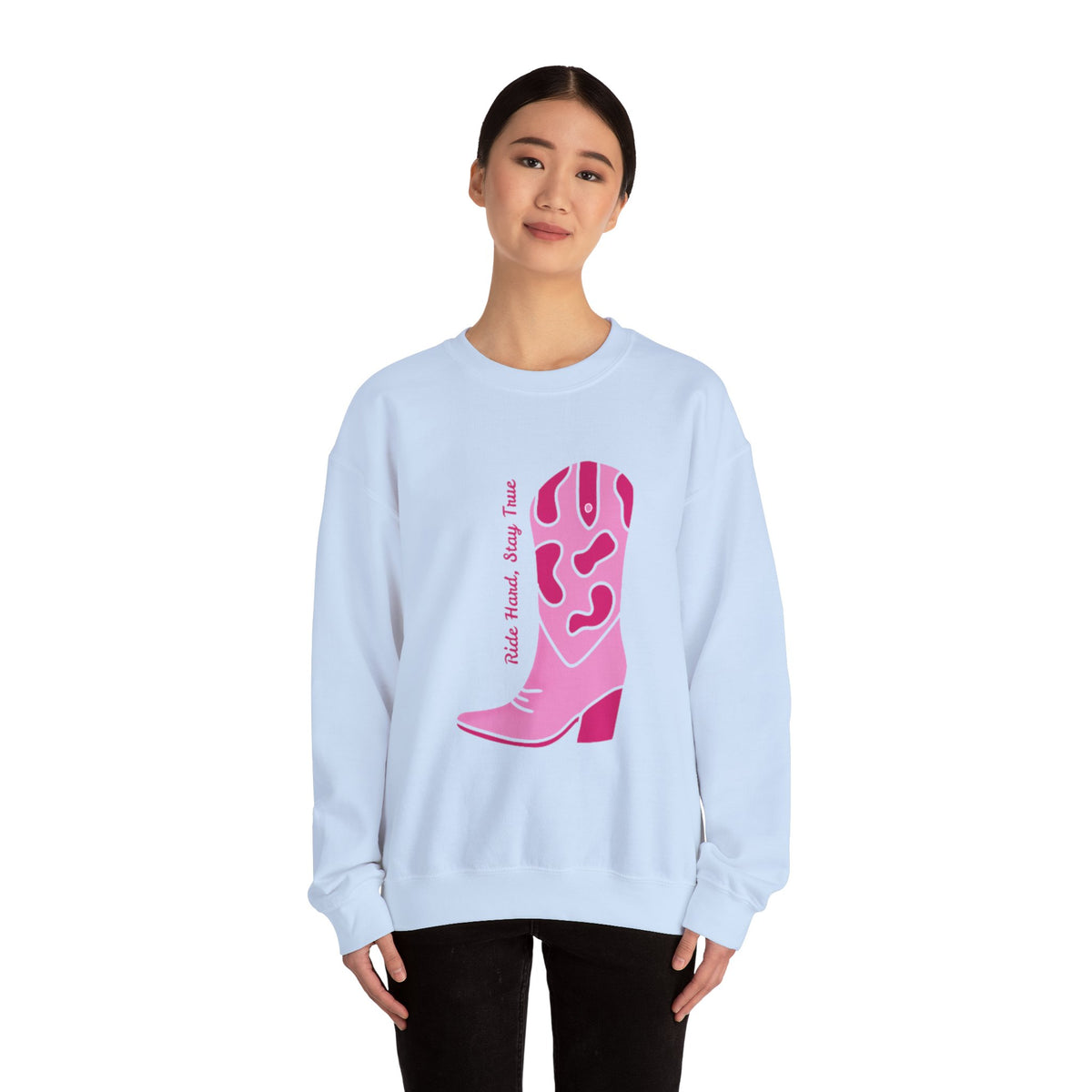 Ride Hard, Stay True pink | Unisex Heavy Blend™ Crewneck Sweatshirt