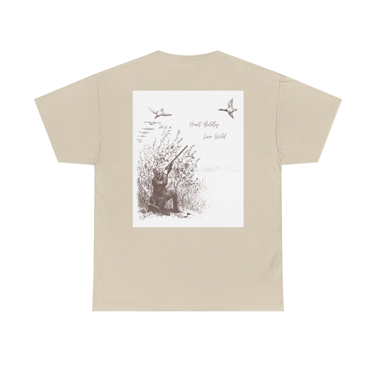 Unisex Heavy Cotton Tee - Vintage Hunting Graphic Tee, Live Wild Design