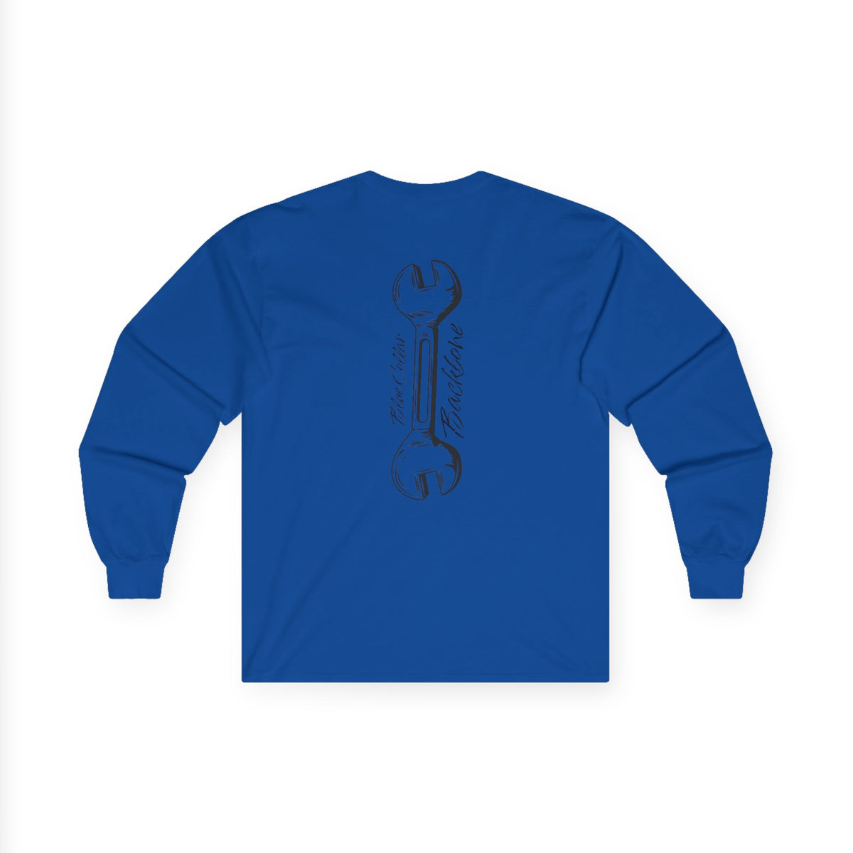 Blue Collar Backbone Long Sleeve Tee, Workwear Graphic Shirt, Men's Women's Casual Top, Comfortable Cotton Clothing, Industrial Style
