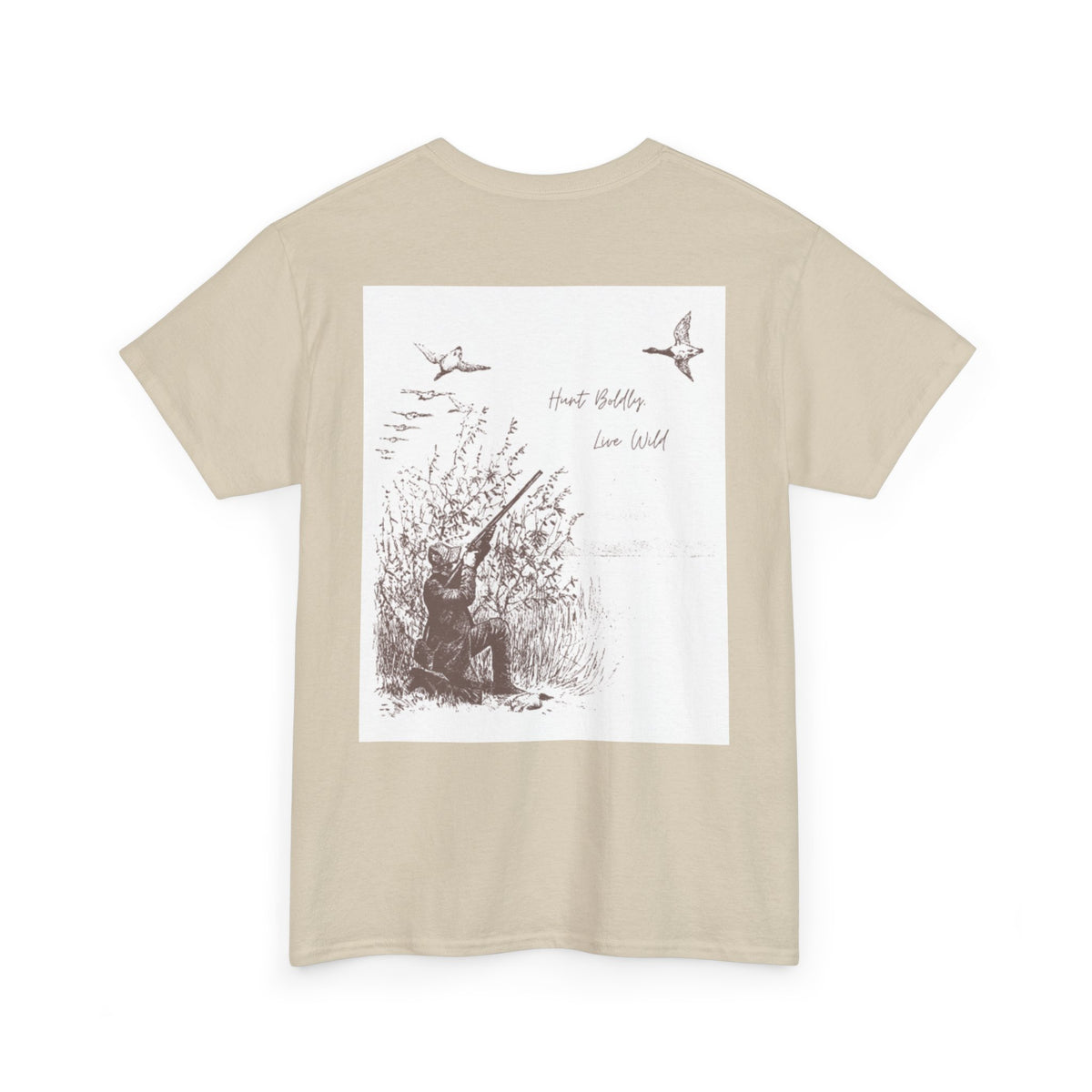 Unisex Heavy Cotton Tee - Vintage Hunting Graphic Tee, Live Wild Design