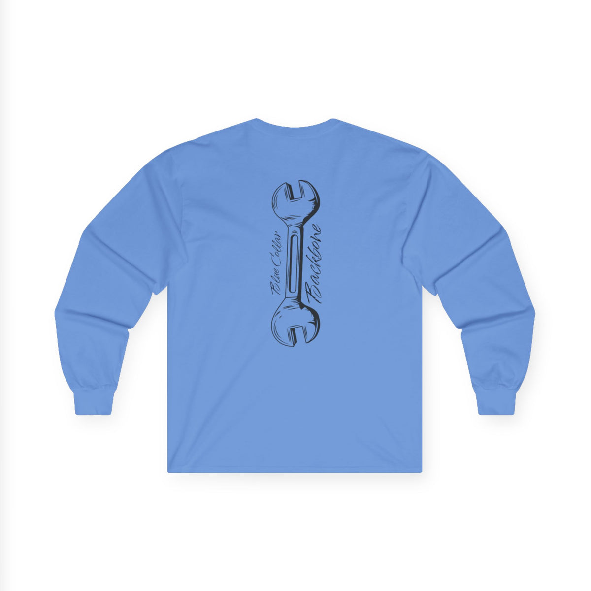 Blue Collar Backbone Long Sleeve Tee, Workwear Graphic Shirt, Men's Women's Casual Top, Comfortable Cotton Clothing, Industrial Style