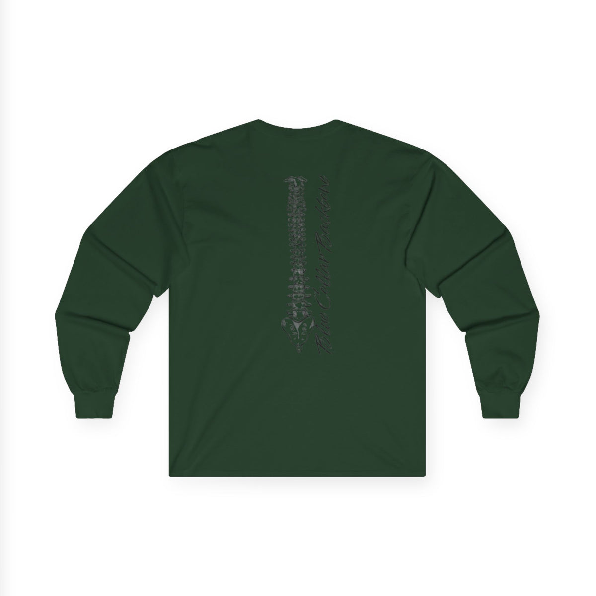 Blue Collar Backbone Spine Tee, Unisex Cotton Long Sleeve Shirt, Work Ethic Graphic Top, Industrial Style Clothing, Men Women Fashion