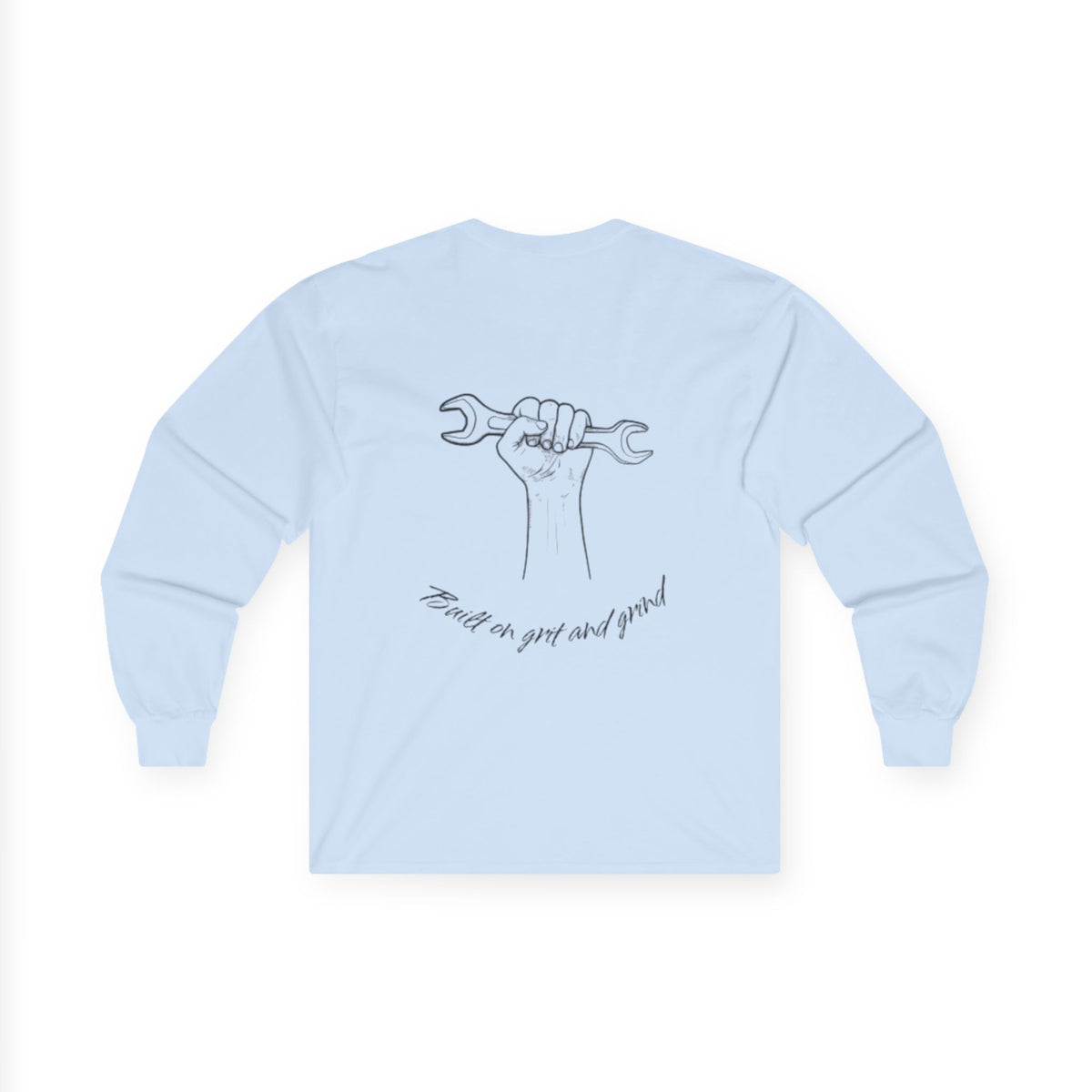 Blue Collar Long Sleeve Tee, Built on Grit and Grind, Unisex Cotton Shirt, Work Ethic Apparel, Industrial Worker Top, Tough and Resilient