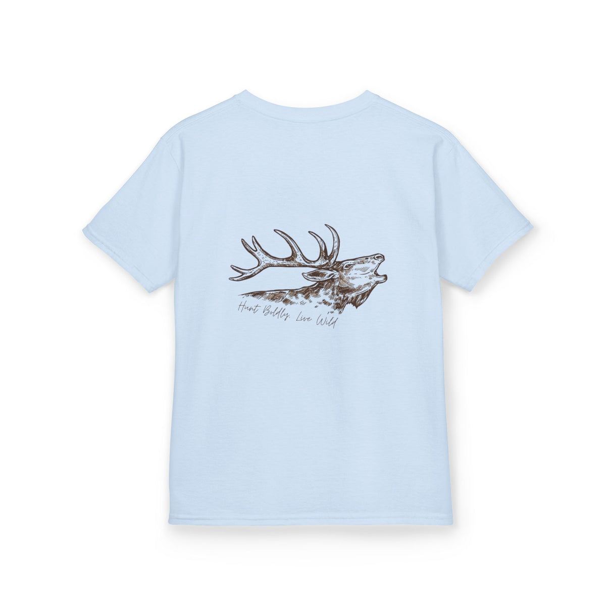 Kids Heavy Cotton™ Tee with Rustic Elk Design - Perfect for Outdoor Lovers, Nature Camps, Birthday Gifts, Family Adventures, Wildlife