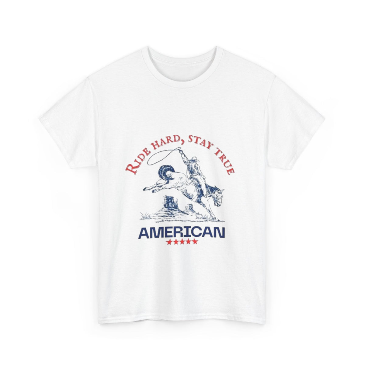 American Spirit Unisex Heavy Cotton Tee | Ride Hard Stay True, Cowboy Tee, Western Apparel, Cowboy Gift, Rugged Style Tee