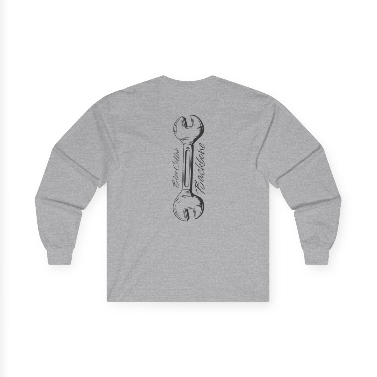 Blue Collar Backbone Long Sleeve Tee, Workwear Graphic Shirt, Men's Women's Casual Top, Comfortable Cotton Clothing, Industrial Style