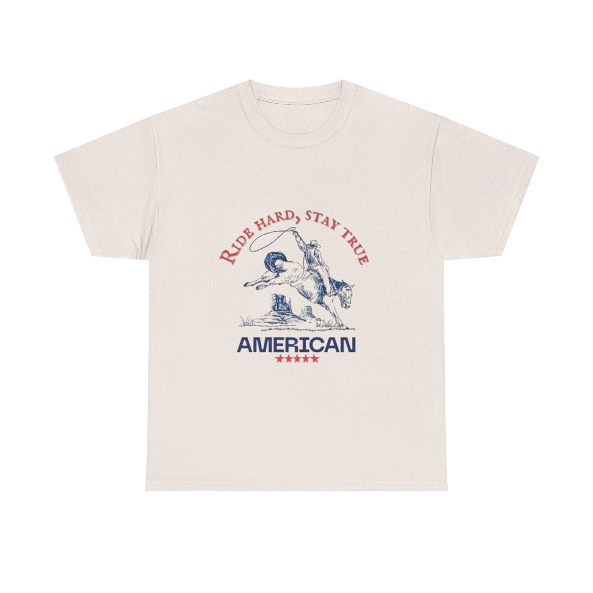 American Spirit Unisex Heavy Cotton Tee | Ride Hard Stay True, Cowboy Tee, Western Apparel, Cowboy Gift, Rugged Style Tee