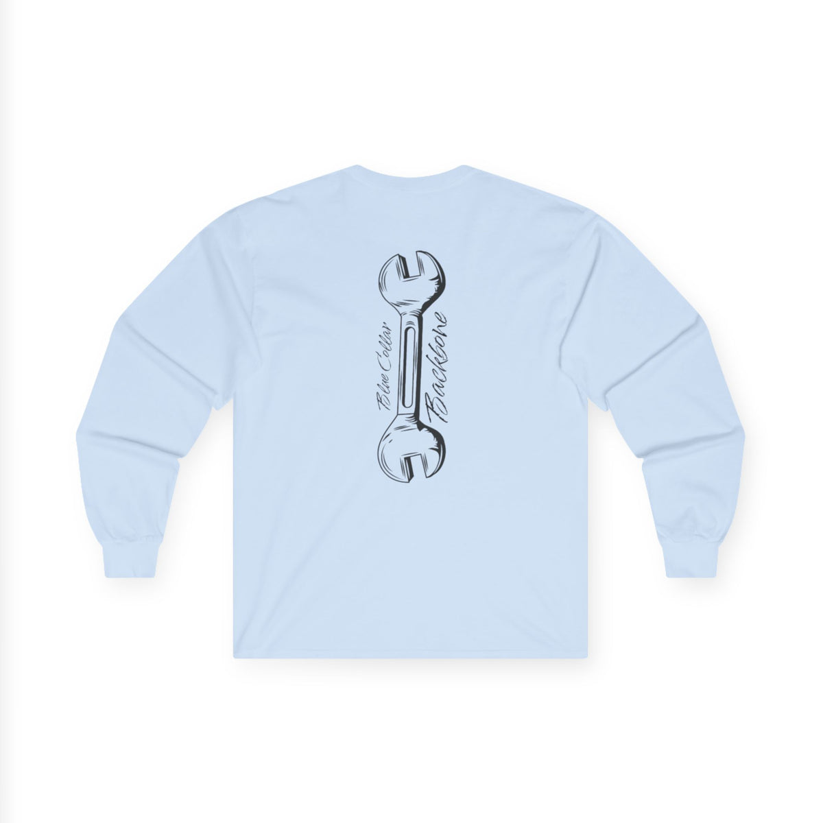 Blue Collar Backbone Long Sleeve Tee, Workwear Graphic Shirt, Men's Women's Casual Top, Comfortable Cotton Clothing, Industrial Style