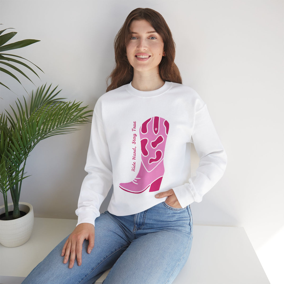 Ride Hard, Stay True pink | Unisex Heavy Blend™ Crewneck Sweatshirt