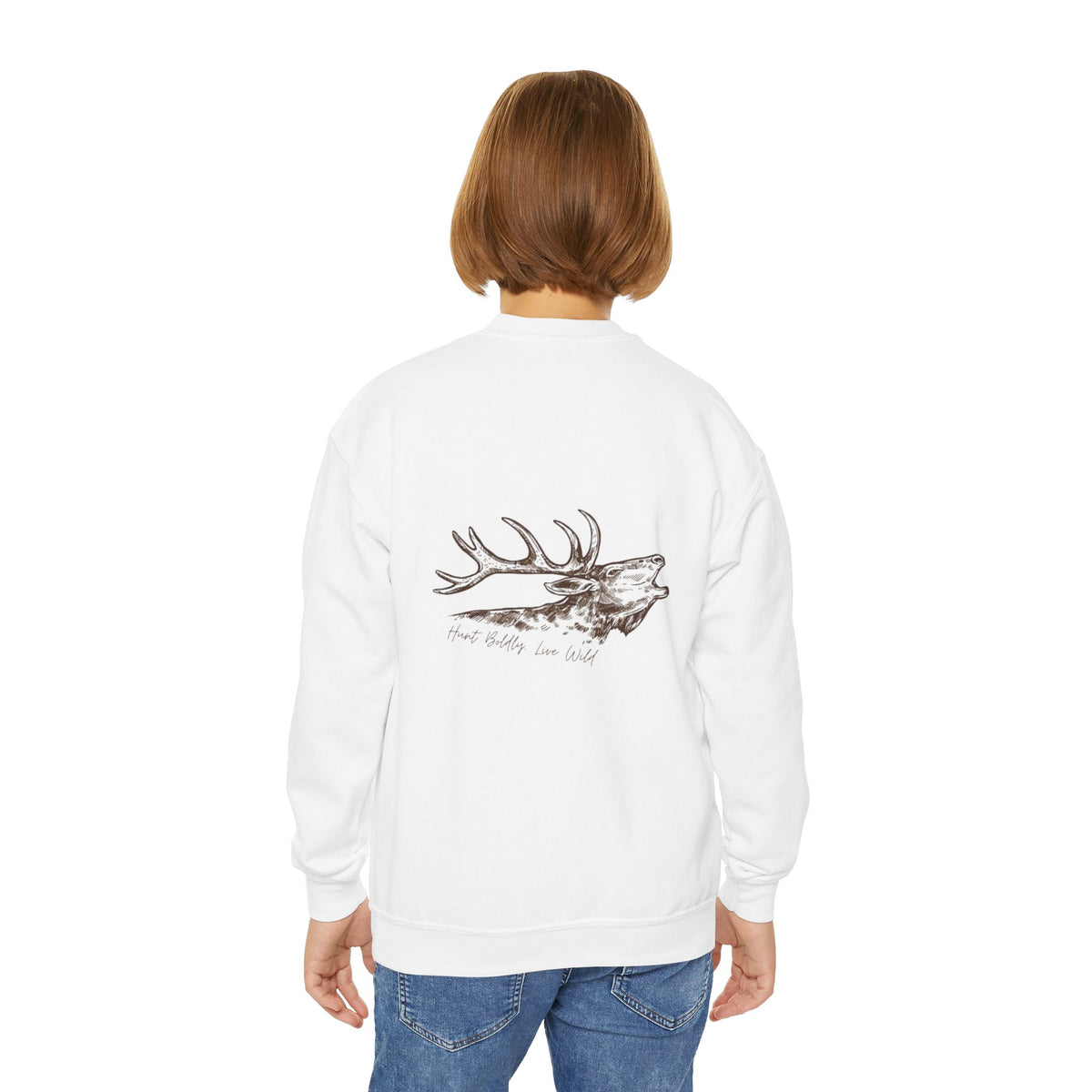 Youth Crewneck Sweatshirt - 'Live Wild' Inspirational Design, Cozy Gift, Nature Lover Apparel, Perfect for Autumn, Kid's Fashion