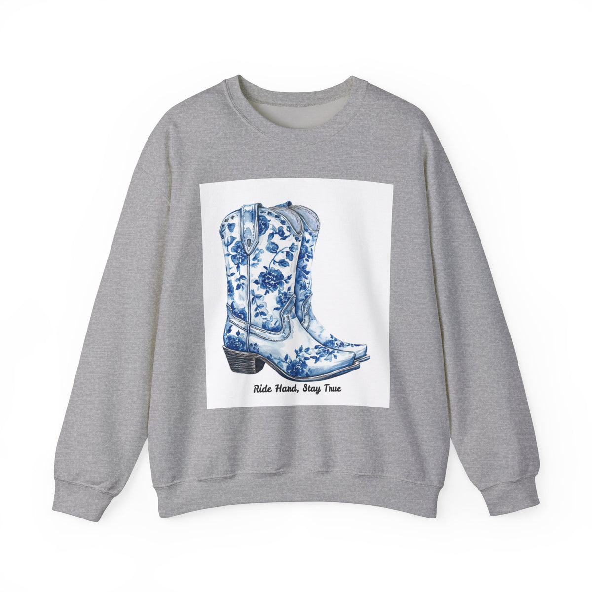 Floral Cowboy Boots Crewneck Sweatshirt - Ride Hard, Stay True