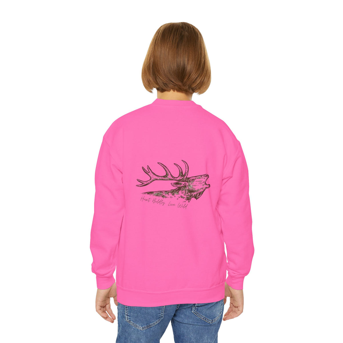 Youth Crewneck Sweatshirt - 'Live Wild' Inspirational Design, Cozy Gift, Nature Lover Apparel, Perfect for Autumn, Kid's Fashion
