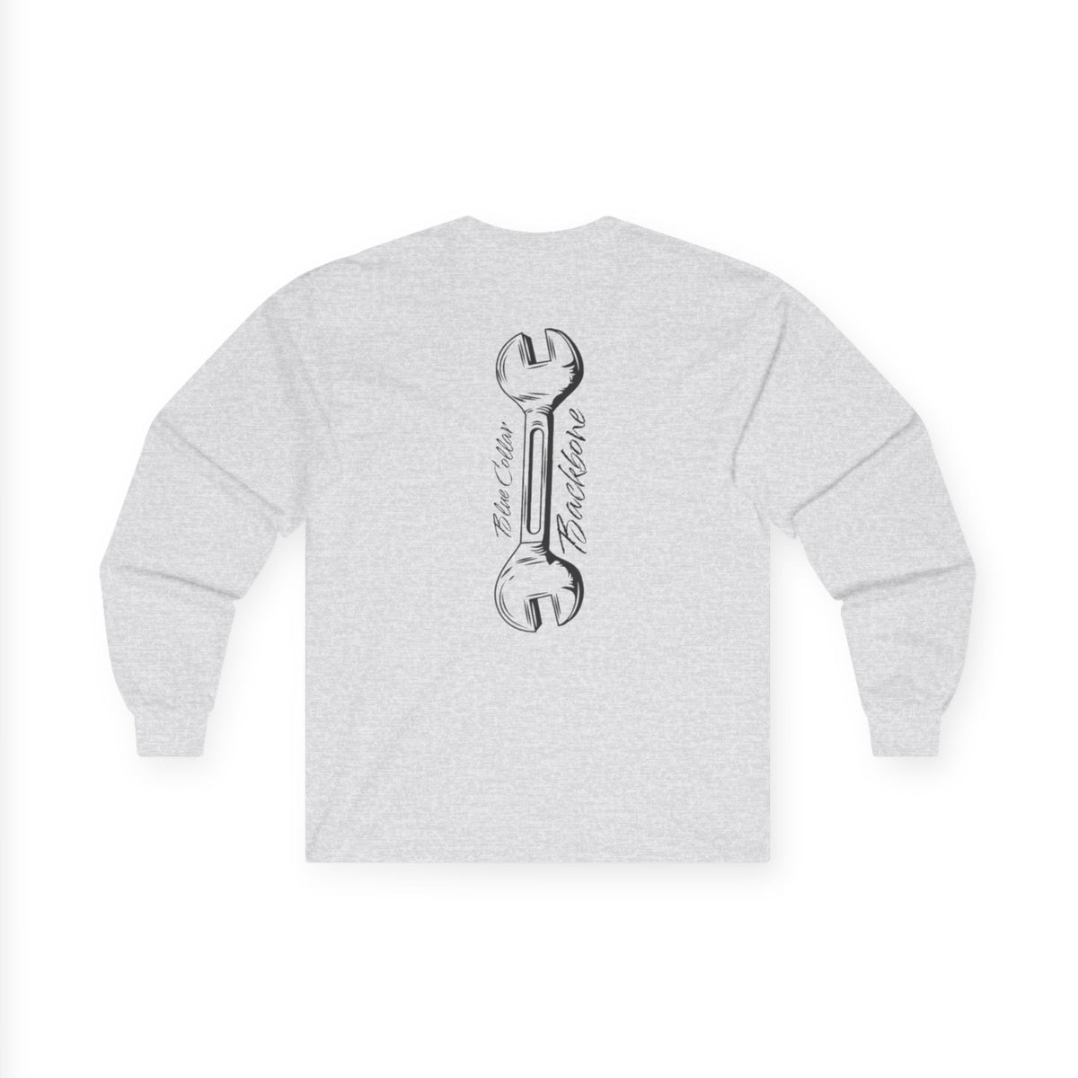 Blue Collar Backbone Long Sleeve Tee, Workwear Graphic Shirt, Men's Women's Casual Top, Comfortable Cotton Clothing, Industrial Style