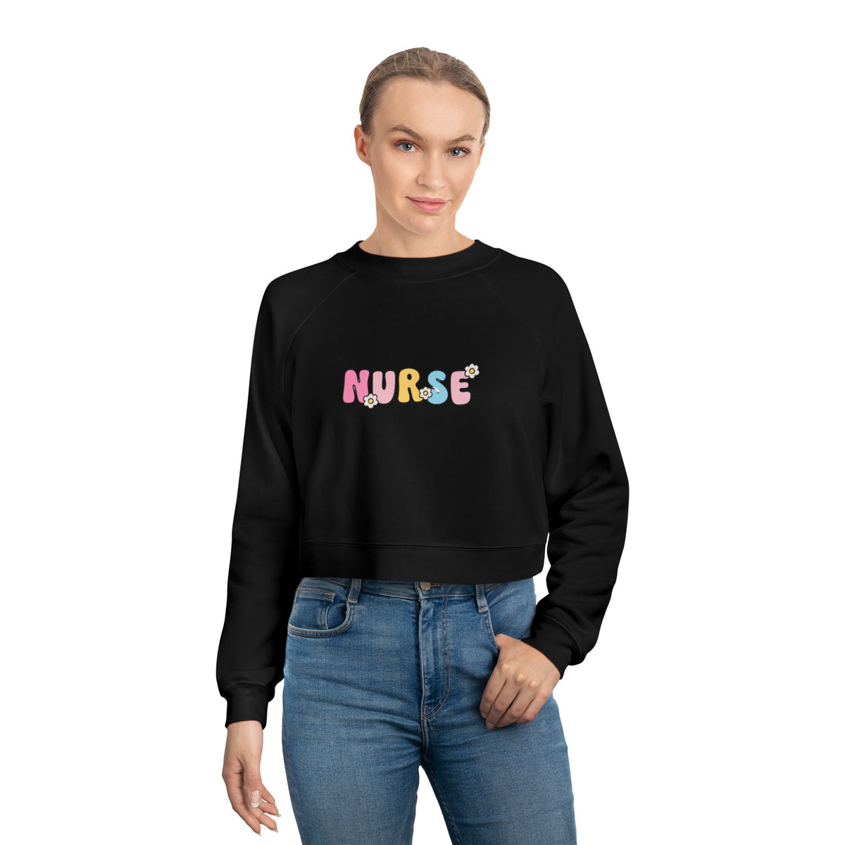 Floral Nurse Cropped Sweatshirt