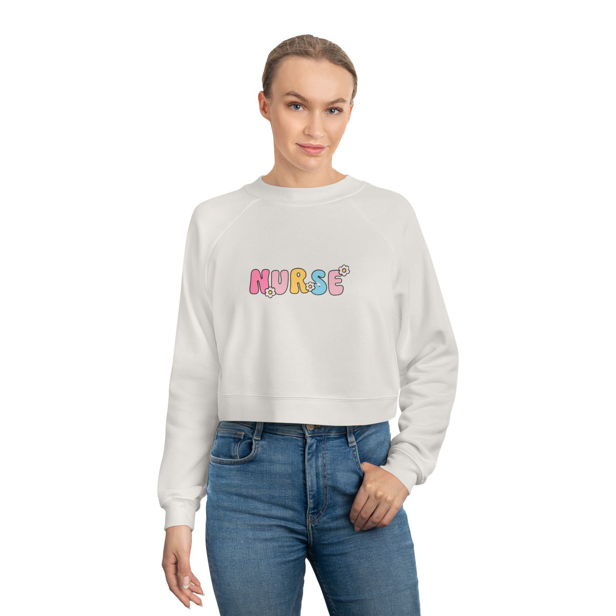 Floral Nurse Cropped Sweatshirt