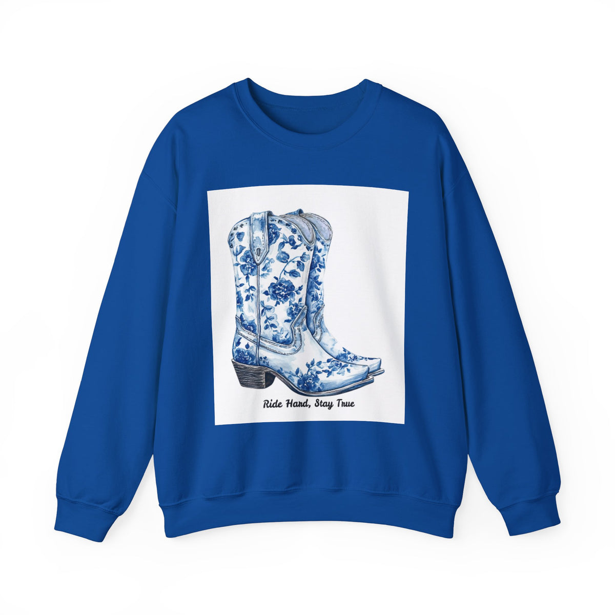 Floral Cowboy Boots Crewneck Sweatshirt - Ride Hard, Stay True