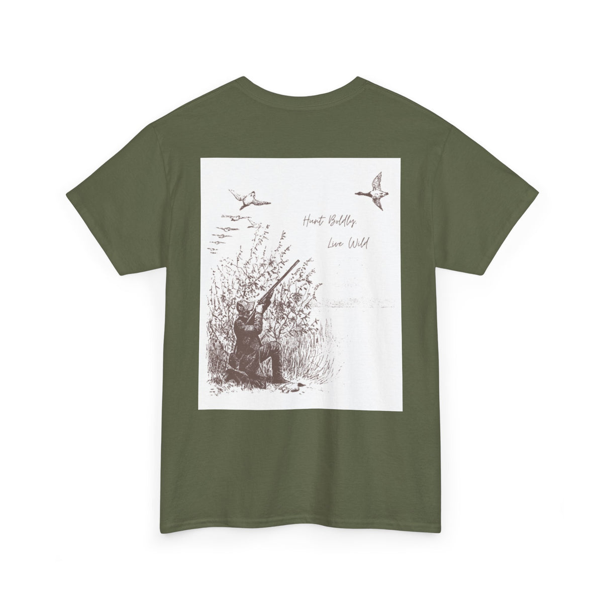 Unisex Heavy Cotton Tee - Vintage Hunting Graphic Tee, Live Wild Design