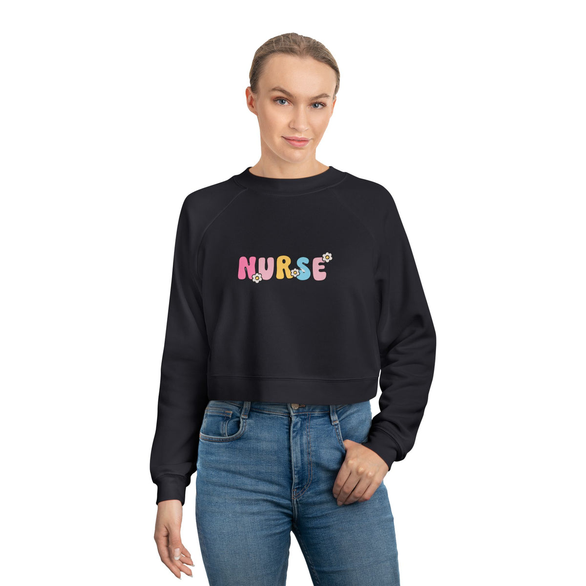 Floral Nurse Cropped Sweatshirt