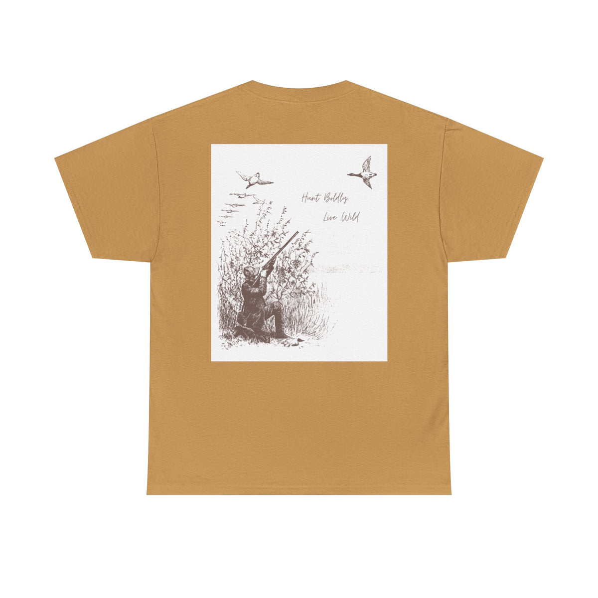 Unisex Heavy Cotton Tee - Vintage Hunting Graphic Tee, Live Wild Design