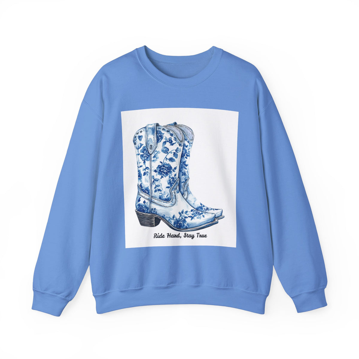 Floral Cowboy Boots Crewneck Sweatshirt - Ride Hard, Stay True