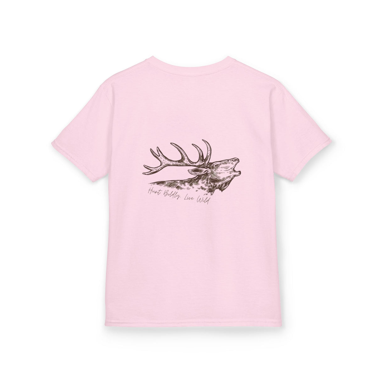 Kids Heavy Cotton™ Tee with Rustic Elk Design - Perfect for Outdoor Lovers, Nature Camps, Birthday Gifts, Family Adventures, Wildlife