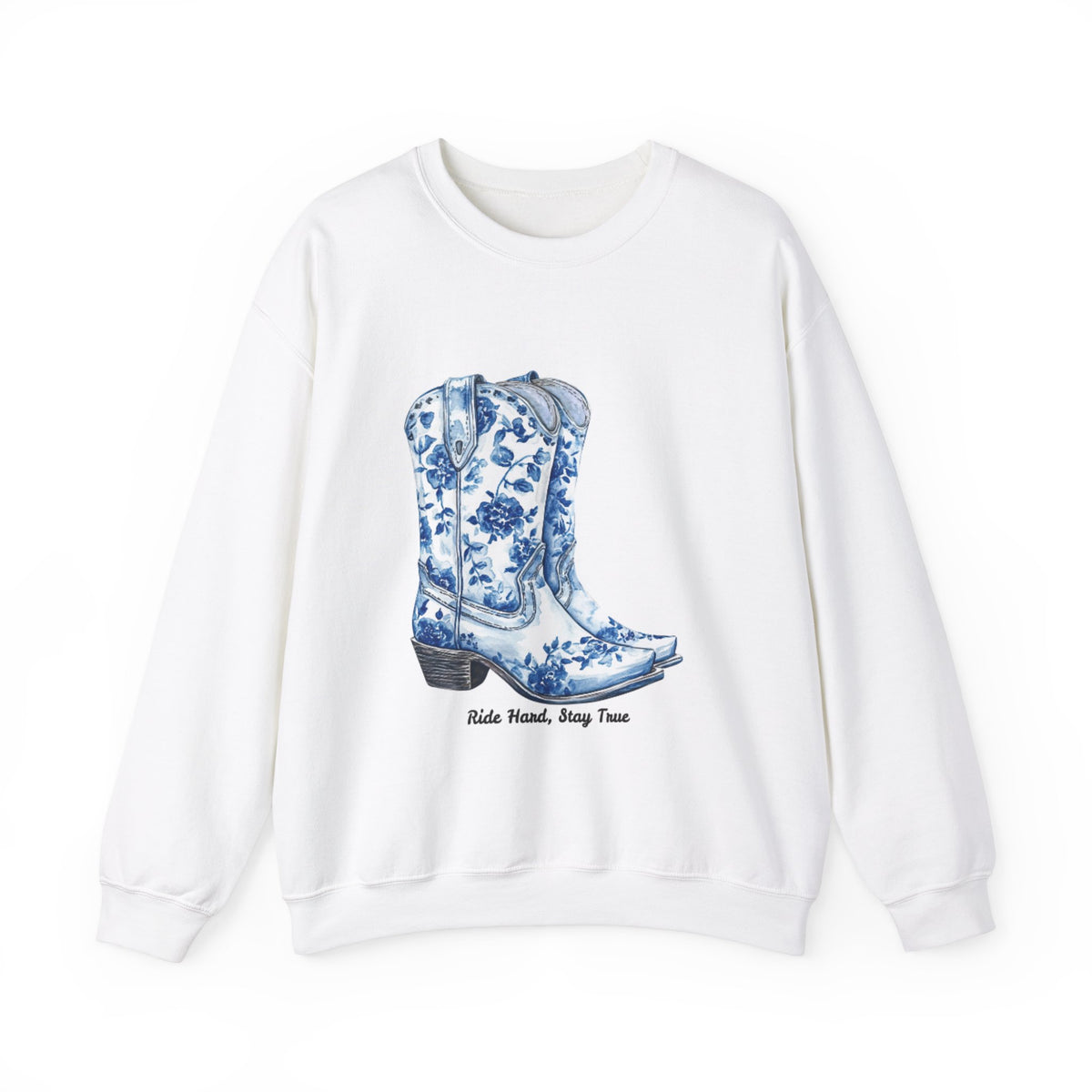 Floral Cowboy Boots Crewneck Sweatshirt - Ride Hard, Stay True