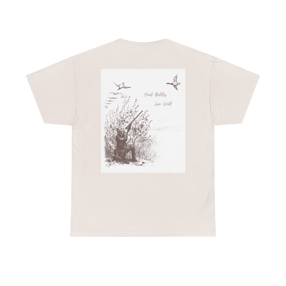 Unisex Heavy Cotton Tee - Vintage Hunting Graphic Tee, Live Wild Design