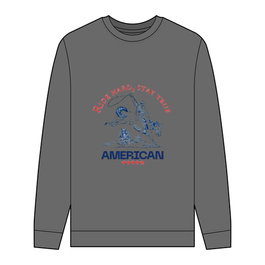 Men's Organic Sweatshirt - 'Ride Hard, Stay True' American Design