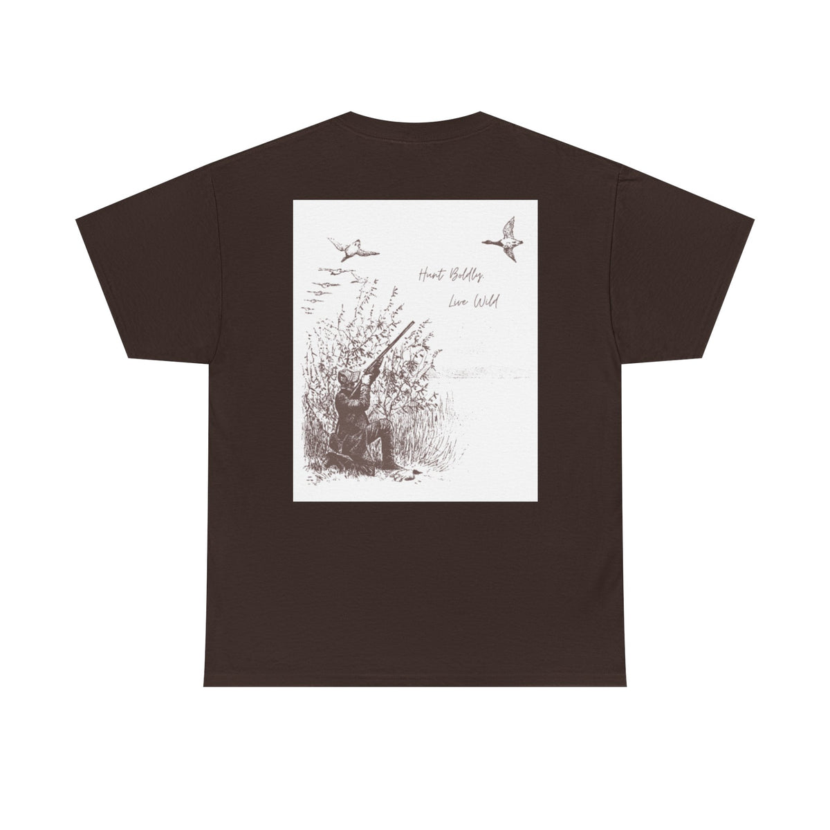 Unisex Heavy Cotton Tee - Vintage Hunting Graphic Tee, Live Wild Design