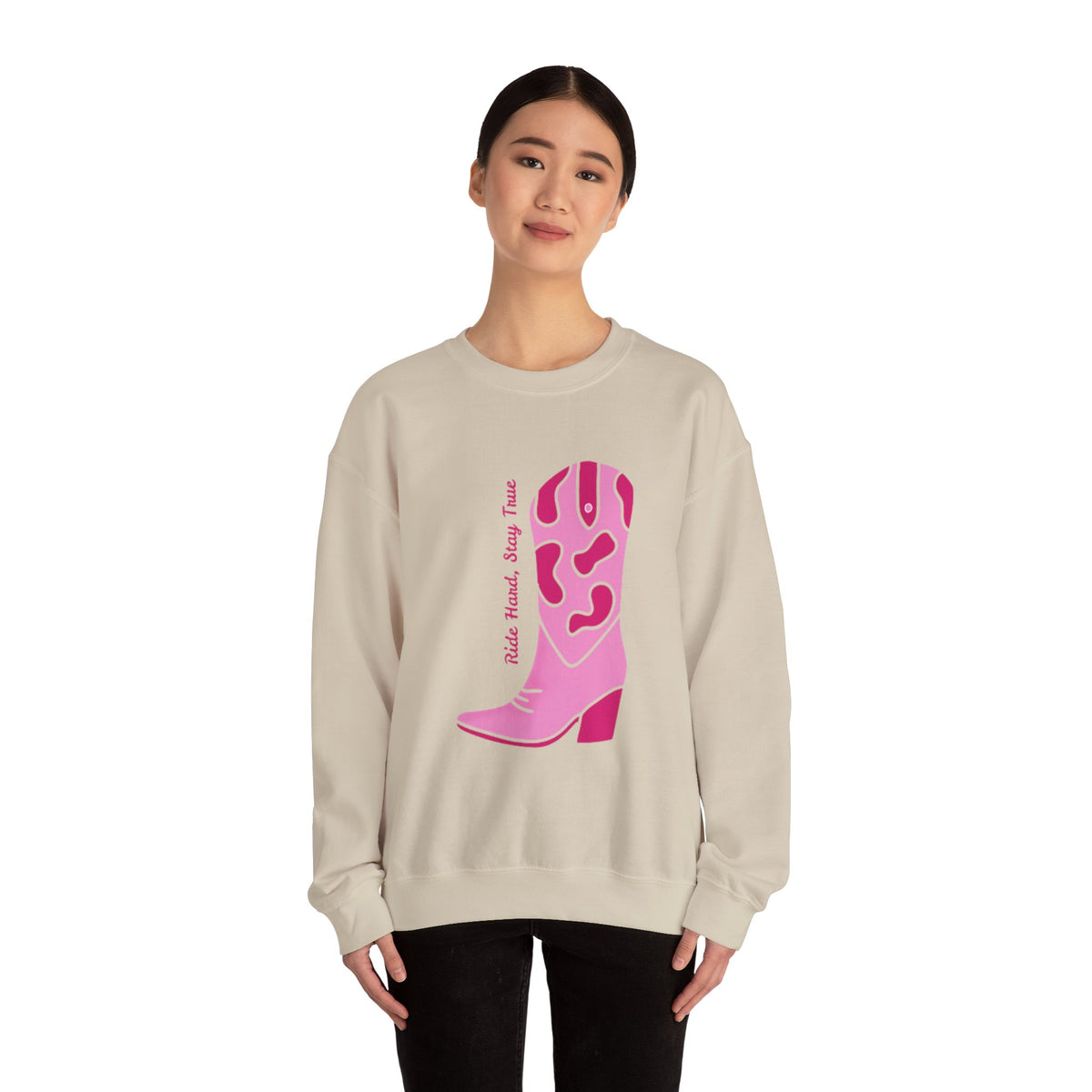 Ride Hard, Stay True pink | Unisex Heavy Blend™ Crewneck Sweatshirt