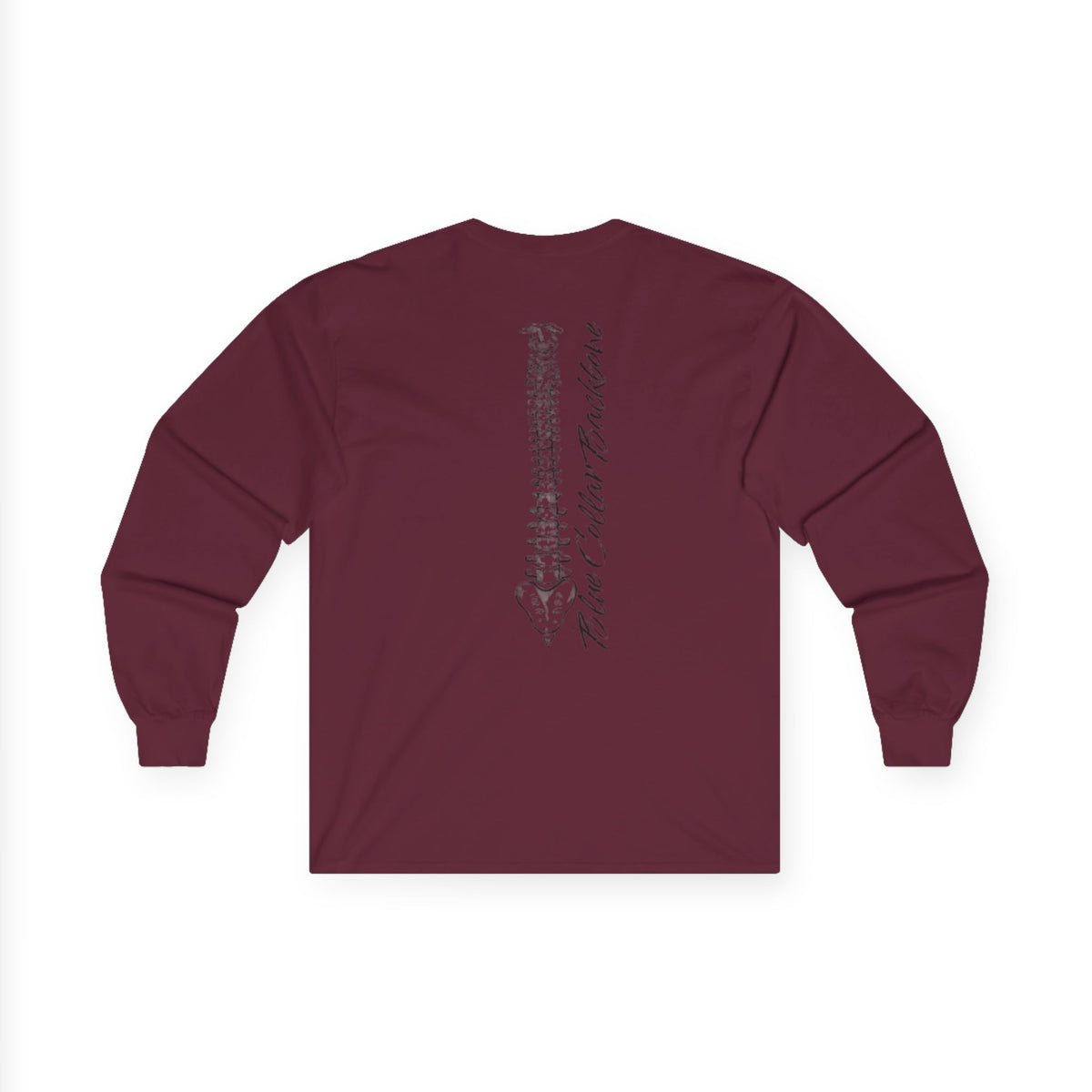 Blue Collar Backbone Spine Tee, Unisex Cotton Long Sleeve Shirt, Work Ethic Graphic Top, Industrial Style Clothing, Men Women Fashion