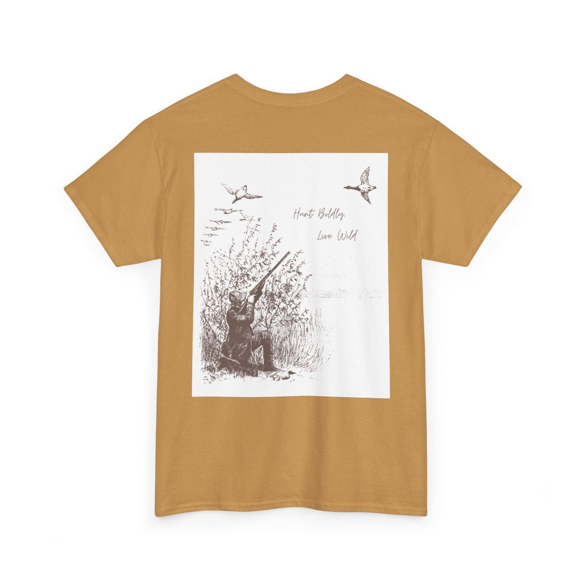 Unisex Heavy Cotton Tee - Vintage Hunting Graphic Tee, Live Wild Design
