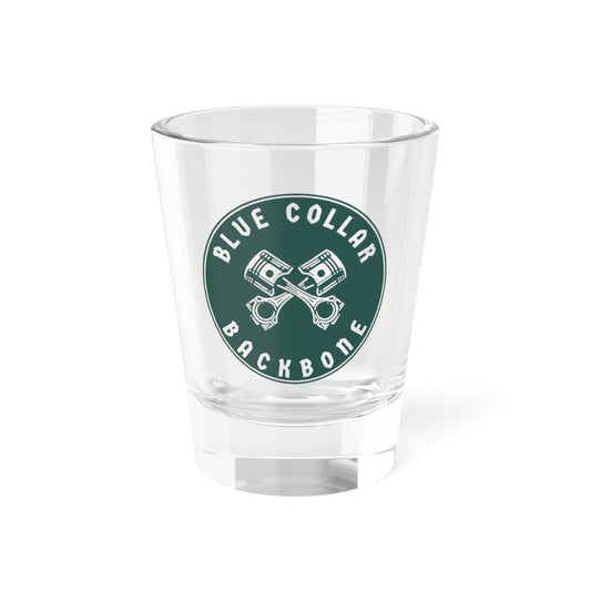Shot Glass, 1.5oz Blue Collar Backbone