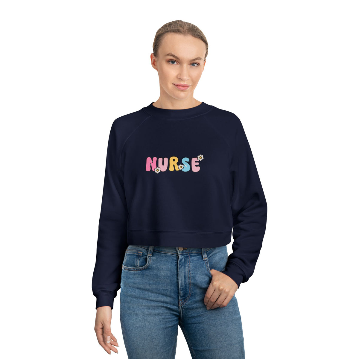 Floral Nurse Cropped Sweatshirt