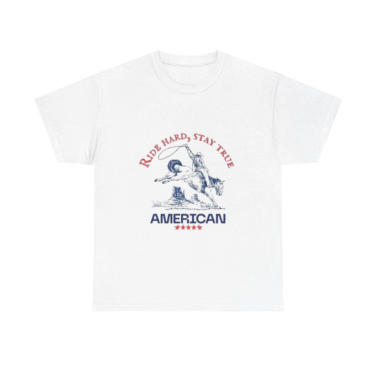 American Spirit Unisex Heavy Cotton Tee | Ride Hard Stay True, Cowboy Tee, Western Apparel, Cowboy Gift, Rugged Style Tee