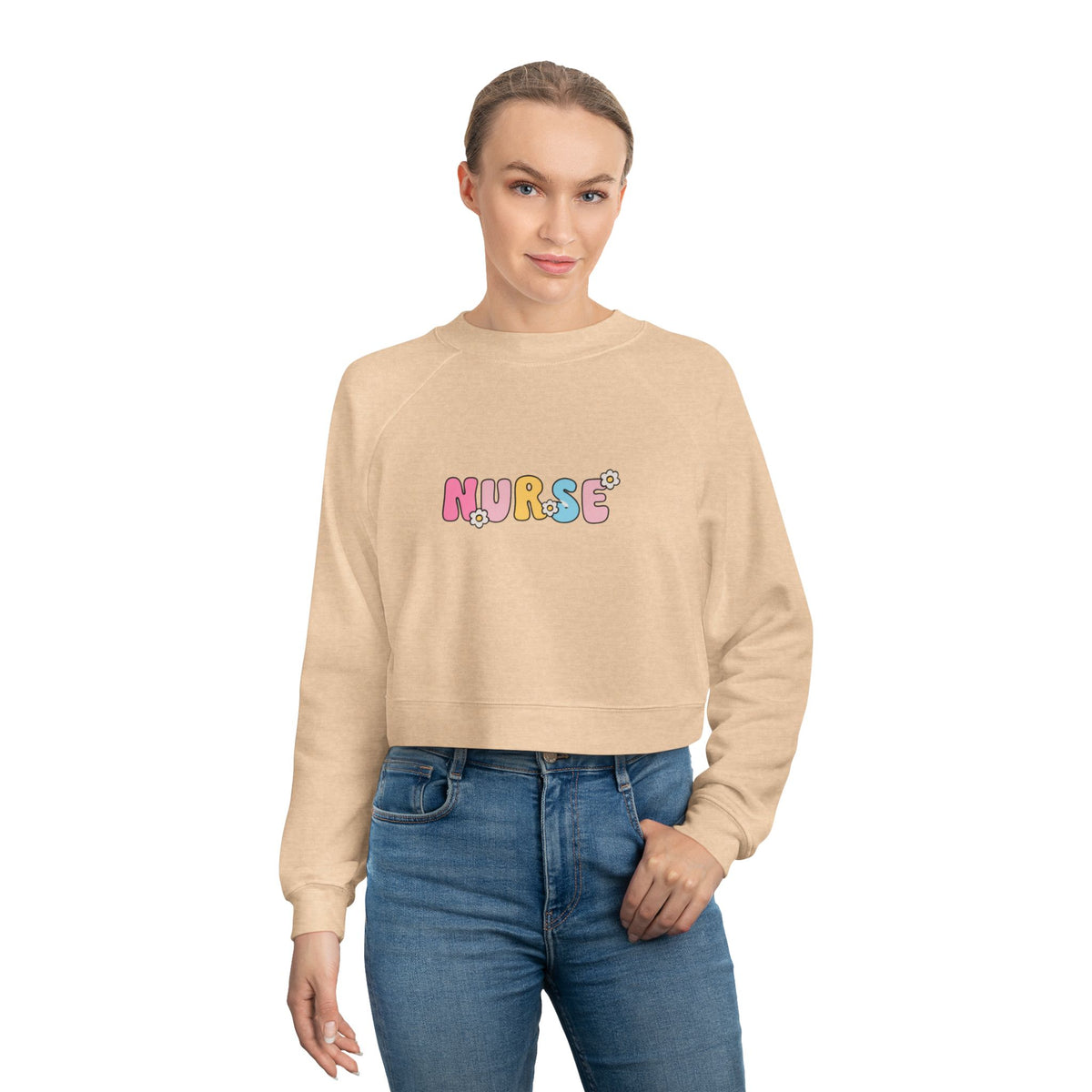 Floral Nurse Cropped Sweatshirt