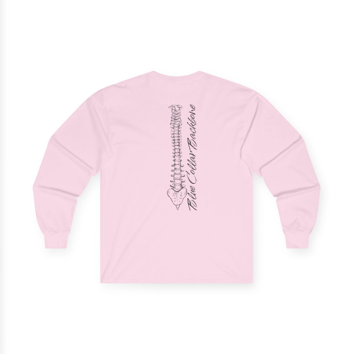 Blue Collar Backbone Spine Tee, Unisex Cotton Long Sleeve Shirt, Work Ethic Graphic Top, Industrial Style Clothing, Men Women Fashion