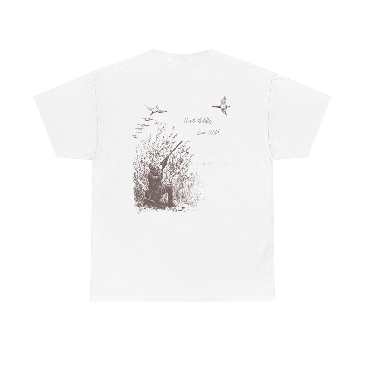 Unisex Heavy Cotton Tee - Vintage Hunting Graphic Tee, Live Wild Design