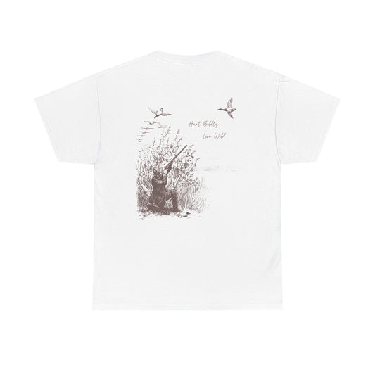 Unisex Heavy Cotton Tee - Vintage Hunting Graphic Tee, Live Wild Design