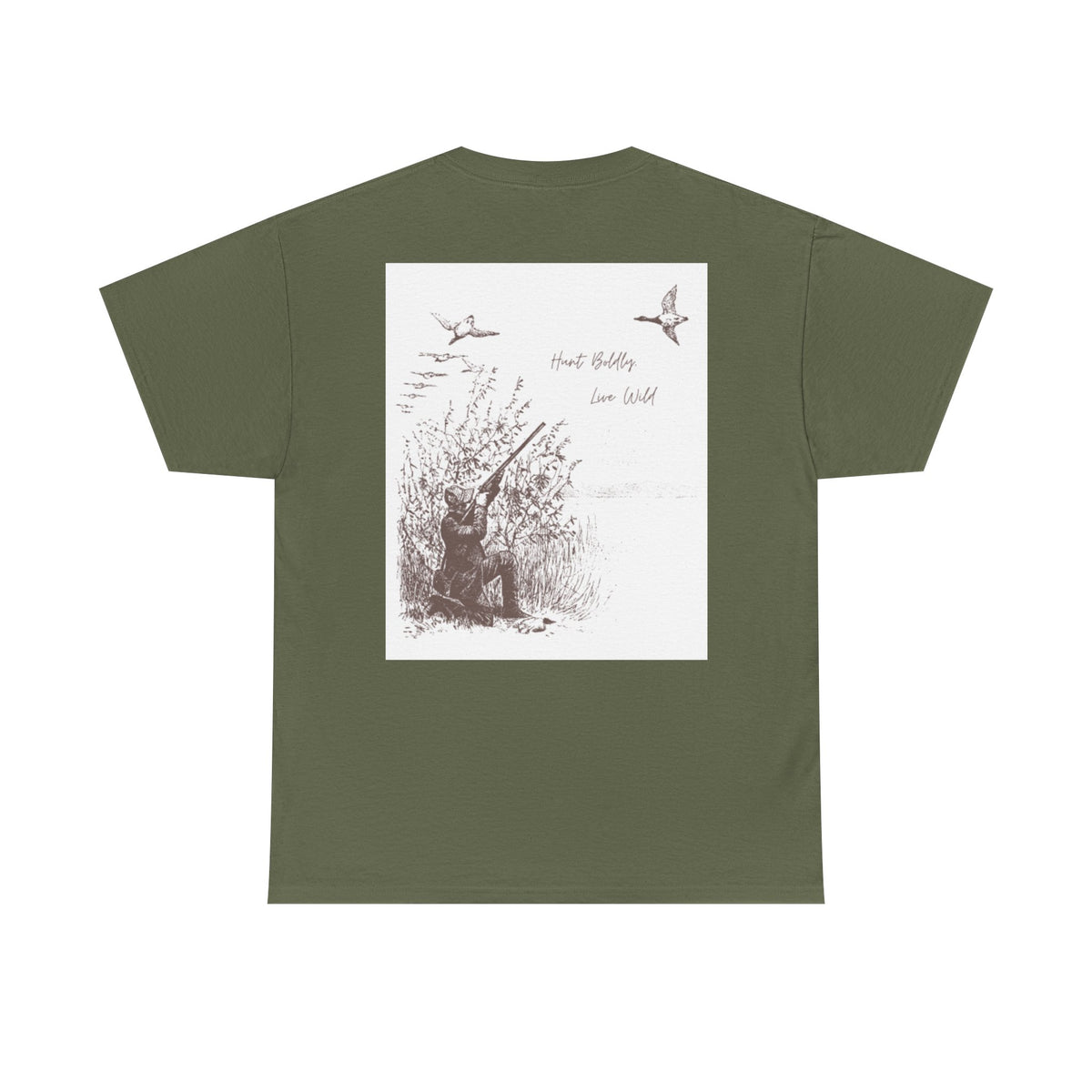 Unisex Heavy Cotton Tee - Vintage Hunting Graphic Tee, Live Wild Design