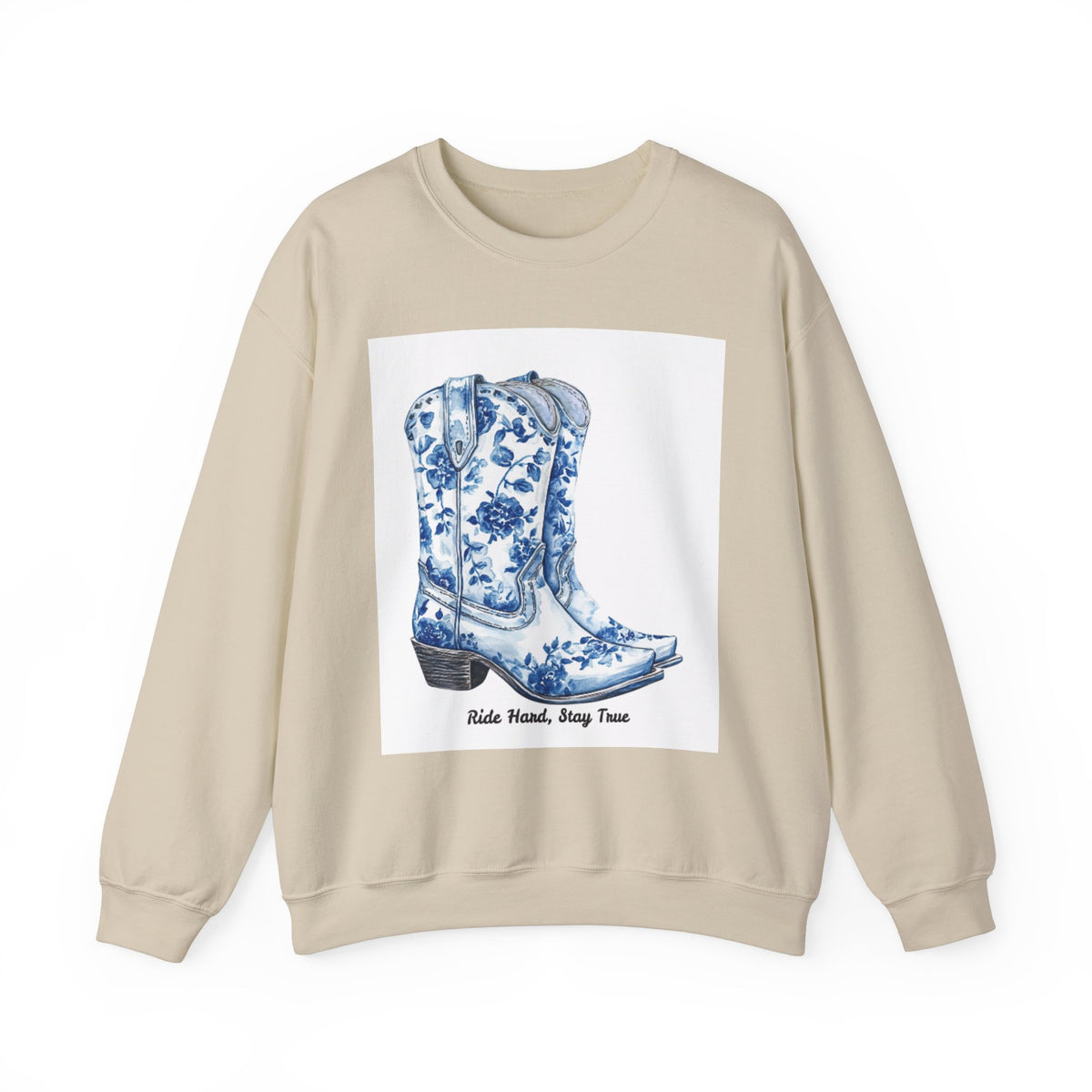 Floral Cowboy Boots Crewneck Sweatshirt - Ride Hard, Stay True